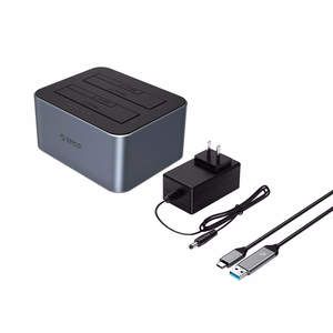 Orico 6626C3-C-V1 2-aseman telakointiasema offline-kloonaustoiminnolla 2,5"/3,5" SATA HDD/SSD - harmaa