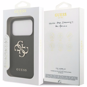 Guess Grained Big 4G & Classic Logo Suojakuori iPhone 17 Prolle - musta