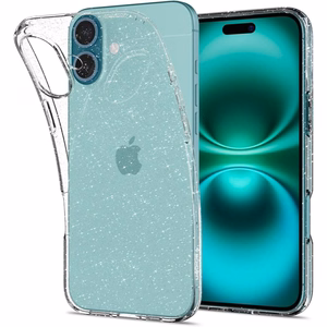 Spigen Liquid Crystal suojakuori laitteelle iPhone 16 6.1", läpinäkyvä glitter