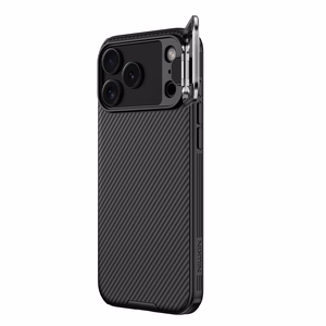 Nillkin CamShield Prop -magneettisuojakuori iPhone 17 Pro Max / iPhone 18 Pro Max -puhelimelle, musta, läpinäkyvällä linssinsuojuksella varustettu versio