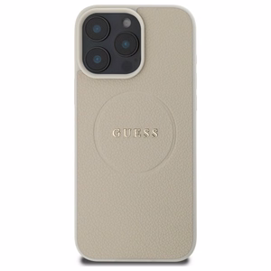 Guess Grained Gold Ring MagSafe Suojakuori iPhone 16 Pro Max:lle - Beige