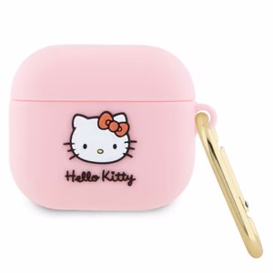 Hello Kitty Silicone 3D Kitty Head suojakuori AirPods 3:lle - vaaleanpunainen