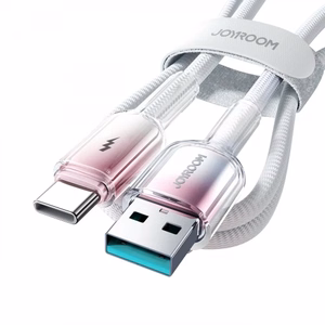 Joyroom S-A42 Crystal-Clear Series 3A USB-A - USB-C -kaapeli 1,2 m - valkoinen
