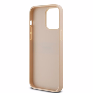DKNY Nahkainen Mono Stripe & Metal Logo Suojakuori iPhone 14 Pro:lle - vaaleanpunainen