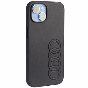 Audi Synthetic Leather Suojakuori iPhone 14 6.1 musta/musta kova kuori AU-TPUPPCIP14-TT/D1-BK