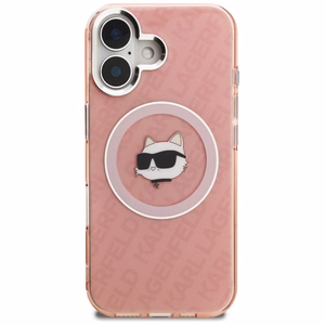 Karl Lagerfeld IML Choupette Head Logo MagSafe Suojakuori iPhone 16 - vaaleanpunainen