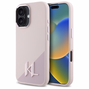 Karl Lagerfeld Silikoninen Shadow Metal Initial MagSafe Suojakuori iPhone 16:lle - vaaleanpunainen