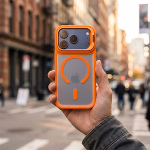 Case for iPhone 17 Pro / 18 Pro Forcell F-Protect Shadow Stand Premium compatible with MagSafe orange