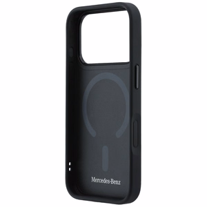Mercedes Leather Mesh with Bow Line MagSafe -suojakuori iPhone 17 Pro Max -mallille, musta