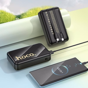 Hoco Q37A -varavirtalähde 20000 mAh QC PD 22,5W sisäänrakennetuilla kaapeleilla USB-C + Lightning, musta