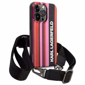 Karl Lagerfeld KLHCP14XSTSTP iPhone 14 Pro Max 6.7 kovakuori vaaleanpunainen / vaaleanpunainen Color Stripes Strap
