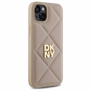 DKNY Quilted Stack Logo Suojakuori iPhone 15 Plus:lle - beige