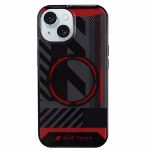 Audi IML Sport MagSafe Suojakuori iPhone 15 / 14 Plus 6.7" Musta/Musta Kova Suojakuori AU-IMLMIP15M-RSQ/D2-BK