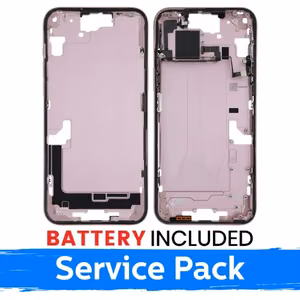 Apple iPhone 15 Plus keskikehys + akku vaaleanpunainen (service pack)