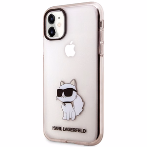 Karl Lagerfeld KLHCN61HNCHTCP vaaleanpunainen kova suojakuori iPhone 11 / Xr 6.1 Ikonik Choupette