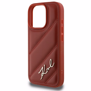 Karl Lagerfeld Quilted Signature Suojakuori iPhone 16 Pro:lle - Punainen
