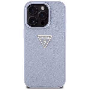 Guess Hardcase PU Grained Hot Stamp 4G Triangle Metal Suojakuori iPhone 16 Pro Max 6,9":lle - violetti