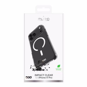 Puro Impact Clear D3O TPU+PC suojakuori MagSafe-yhteensopiva iPhone 17 Pro:lle - läpinäkyvä