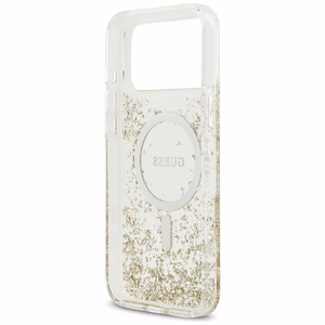 GUESS Resin Bottom Glitter MagSafe -suojakuori iPhone 17 Pro Max - kulta