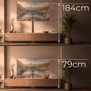 Maclean MC-866T älykäs moottoroitu sähköinen TV-nosto TUYA mobiilisovellus lattiakiinnike Alexa Google Home 37"-80" 60 kg kaappi VESA (EU-pistoke)