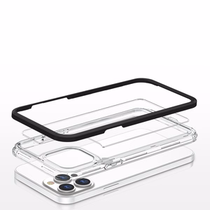 Kirkas 3in1 tapauksessa iPhone 13 Pro Max tapauksessa geeli kansi kehys musta