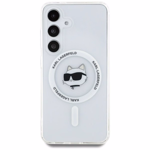 Case Karl Lagerfeld Button Choupette Head Printed Logo MagSafe Samsung Galaxy S25 Plus white