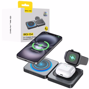 Blavec Induktiivinen laturi BQI-04 Qi 15W magneettinen Magsafe 3-in-1 UniCharge (BQI04-QIMB) musta