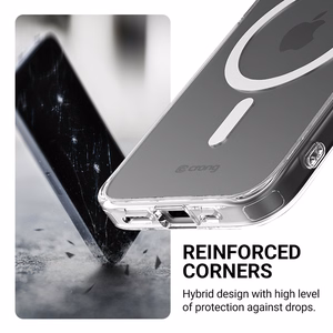 Crong Clear MAG Cover MagSafe suojakuori iPhone 17e / 16e -laitteelle, läpinäkyvä