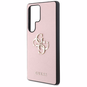 Guess Grained Big 4G Logo Small Classic Logo -suojakuori Samsung Galaxy S25 Ultra pinkki