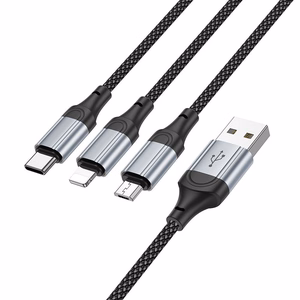 Hoco 3-in-1 Kaapeli USB-A - Lightning / Micro USB / USB-C 1m X102 Musta