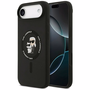 Karl Lagerfeld Silikoninen Karl&Choupette Ring MagSafe Suojakuori iPhone 17 Air:lle - Musta