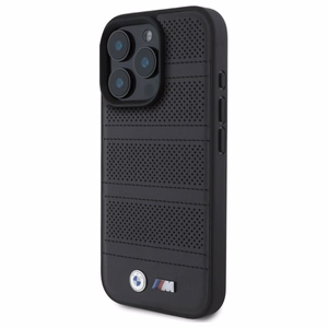 BMW M Perforated And Stitched Line MagSafe Suojakuori iPhone 16 Pro Max:lle - Musta