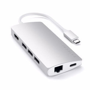 Satechi 7-in-1 USB-C keskitin sovitin hopeinen