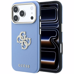 Guess Smooth & Big Strass Logo -suojakuori iPhone 18 Pro Max / 17 Pro Max – sininen
