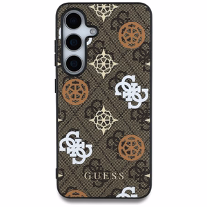 Guess 4G Printed Colored Peony Pattern MagSafe Suojakuori Samsung Galaxy S25:lle ruskea