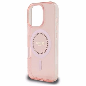 Guess IML Rhinestones MagSafe Suojakuori iPhone 16 Pro Max:lle - vaaleanpunainen