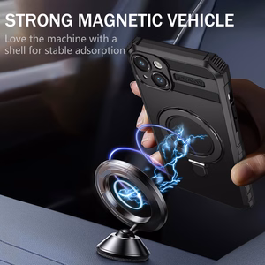 Tel Protect Armor MagSafe Metal Ring Suojakuori iPhone 15 Plus:lle musta