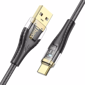 Hoco USB-A - USB-C -kaapeli 2,4A 1,2 m U121 - musta/läpinäkyvä