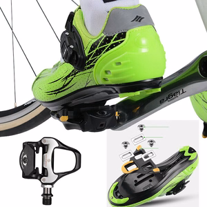 Rockbros LP-RD2BK Shimano SPD-SL -maantiepolkimet keltaisilla klosseilla – väri: musta ja hopea