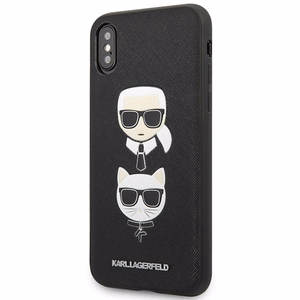 Karl Lagerfeld Saffiano Karl&Choupette Head suojakuori iPhone XS Max:lle - musta