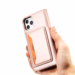 Magneettikorttikotelo iPhone 12 Pro Max Kotelo kortti lompakko kortin haltija vaaleanpunainen