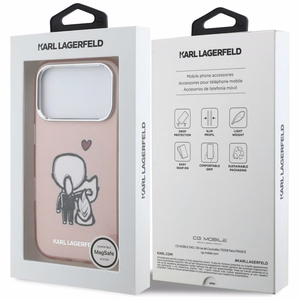 Karl Lagerfeld Karl & Choupette Back MagSafe -suojakuori iPhone 17 Pro:lle vaaleanpunainen