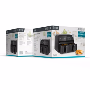 TEESA AIR FRYER DUAL POT XXL -kiertoilmakypsennin, 8 l, 2700 W