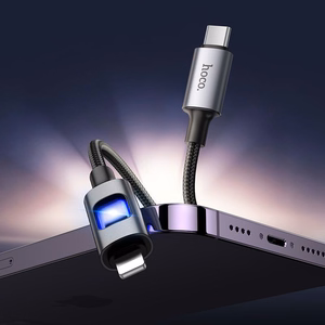 LED-kaapeli USB-C – Lightning Hoco PD 27W 1,2 m U144, musta