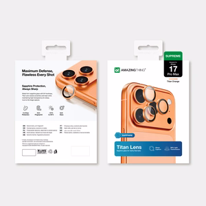 AmazingThing AR Sapphire Camera Lens Glass for iPhone 17 Pro / Pro Max - with Orange Frame