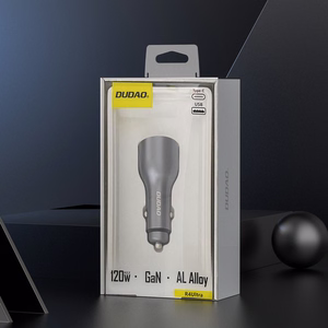 Dudao R4Ultra 120W Power Delivery Quick Charge LED autolaturi USB-A USB-C - harmaa