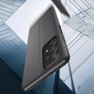 Eco Leather View Case tyylikäs kotelo, jossa on läppä ja jalusta toiminto Samsung Galaxy A73 punainen