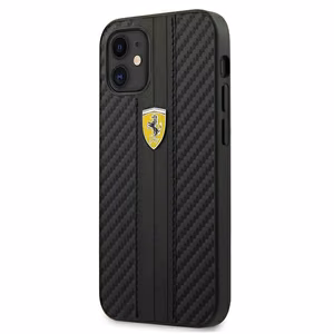 Ferrari FESNECHCP12SBK iPhone 12 mini 5.4" musta/musta kovakotelo On Track PU Hiili