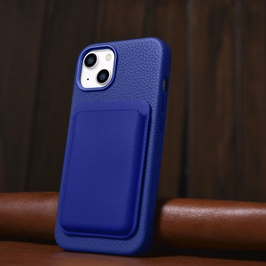 iCarer Litchi Premium Nahkakotelo iPhone 14 Magneettinen nahkakotelo MagSafe tumman sininen (WMI14220709-DB)