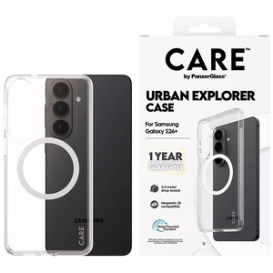CARE by PanzerGlass Urban Explorer läpinäkyvä suojakuori valkoisella Qi:llä Samsung Galaxy S26+